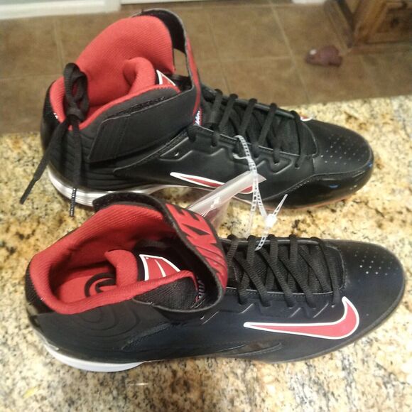 NEW Nike Huarache Strike Steel Baseball Cleats Black & Red 615965 061 Size 13 - Picture 6 of 12